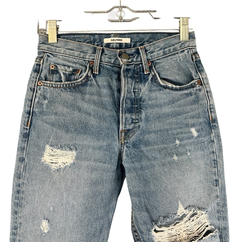GRLFRND Karolina Denim Buttonfly Blue Jeans Distressed Destroyed Size 24 - Picture 3 of 11